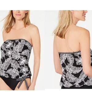 Island Escape Monochrome Floral Bikini Top
